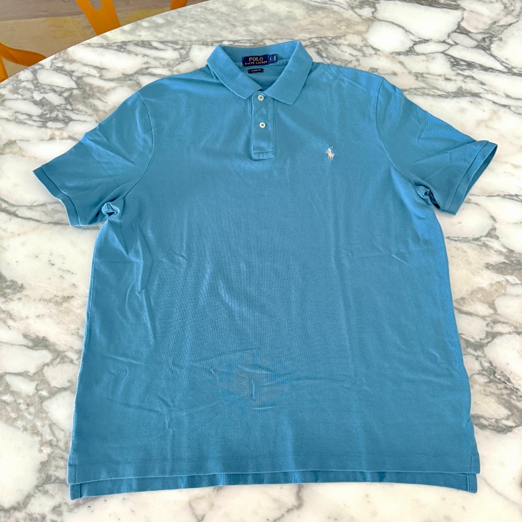 Polo Ralph Lauren Polo Shirt Mens Blue Short Sleeve, Cotton, Size Large